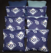 8 All Weather CORNHOLE BEAN BAGS made w Tampa Bay Rays fabric Resin WATERPROOF