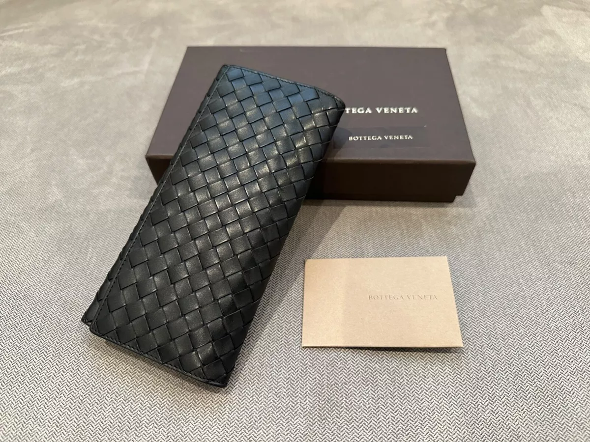 Bottega Veneta Black Intrecciato Leather Men's Long Wallet