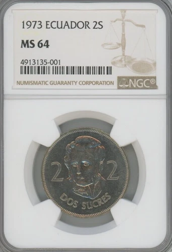 1973 Ecuador 2S NGC MS 64 KM82 1 Year Type