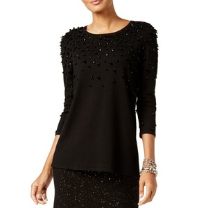 ALFANI-NEW-Women-039-s-3-4-Sleeve-Embellished-Crewneck-Sweater-Top-TEDO