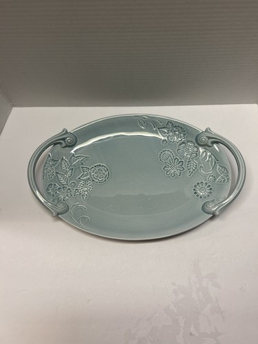 Unbranded Rare Teal Serving Tray W Handles Jewelry Or Perfume Tray Home Decor - Picture 17 of 17
