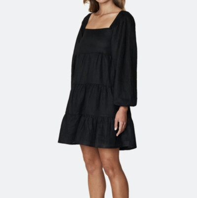 Faithfull The Brand Morissa Mini Dress Black Linen