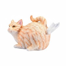 Feline Tissue Holder Humorous Design Resin Feline Figurine Tissue Holder