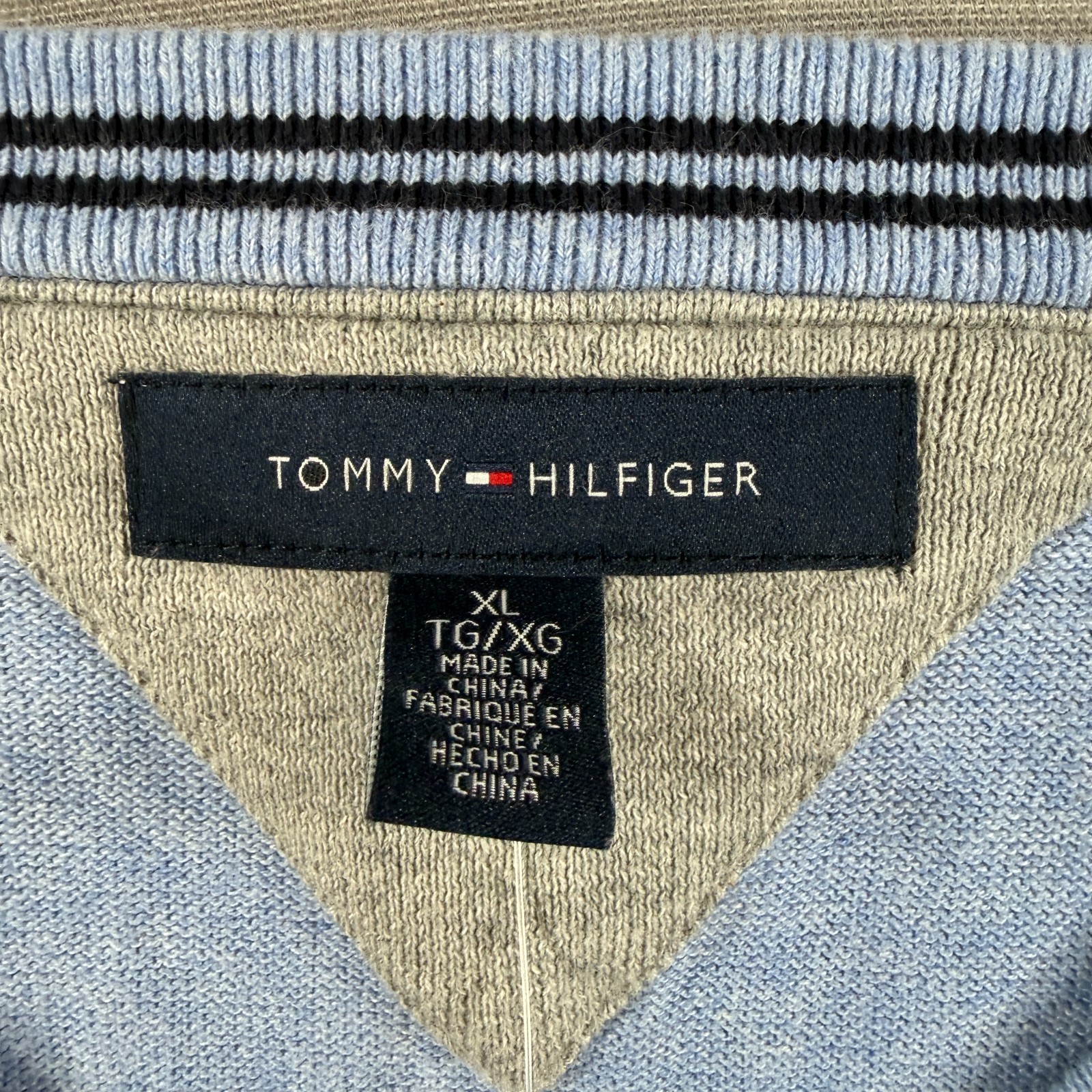 NWT Tommy Hilfiger Essential V Neck Sweater Mens XL Blue Solid Pullover Knit image 3