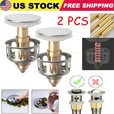 2Pcs Universal Wash Basin Bounce Drain Filter Pop Up Bathroom Sink Drain Stopper