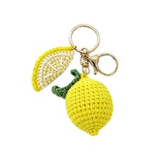 Ligficn Crochet Keychain Bag Charms Handmade Cute Lemon Key Chains for Women ...