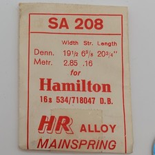 HR SA208 Hamilton 16s Mainspring 534 718047 Alloy Pocket Watch Part Swiss