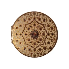 Vintage Stratton England Face Powder Compact w/ Mirror Green Renaissance Enamel