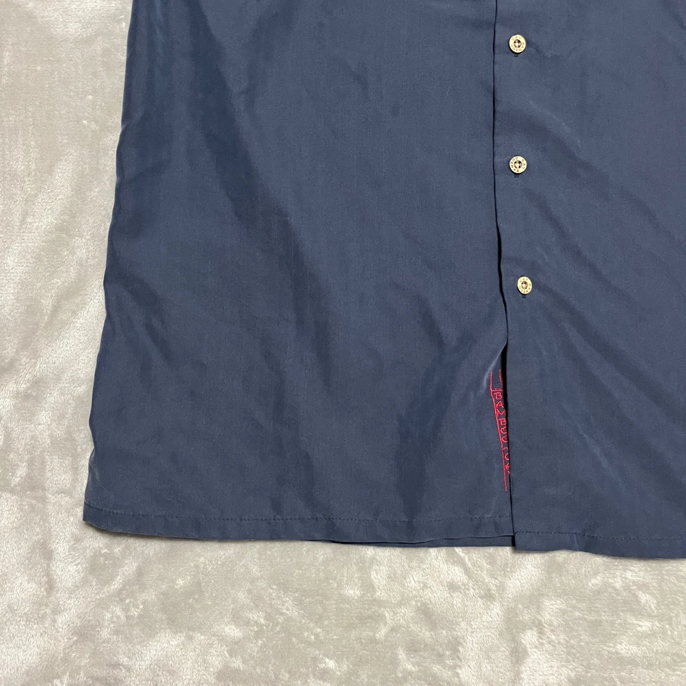 Camisa de hombre Bamboo Cay azul marino manga corta bordada piña abotonada XL Foto 3 de 4
