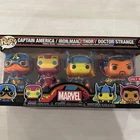 Funko Pop Marvel Captain America Iron Man Thor Doctor Strange Black Light 4 Pack