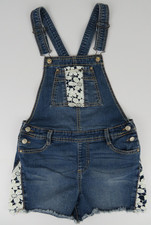 Jordache Girls Denim Shortalls w/ Lace -Size XL 14-16 Dark Wash Overalls Shorts