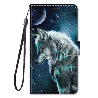 Moon Wolf Wallet Phone Case For Samsung iPhone Xiaomi OPPO Redmi Motorola Realme
