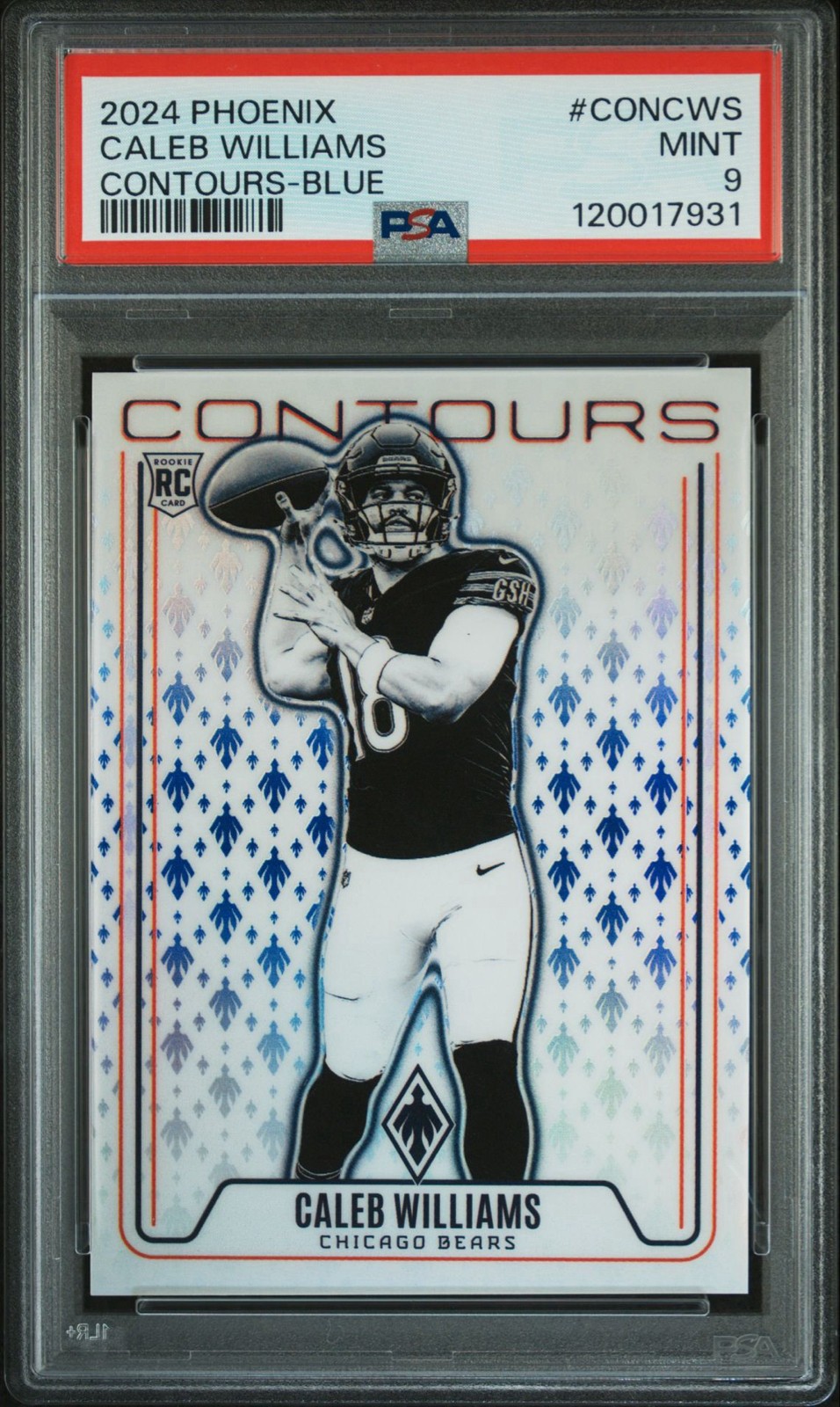 2024 Panini Phoenix - Contours Caleb Williams #CON-CWS Blue /50 (RC) PSA 9 Bears