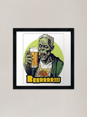 Cartoon Zombies Jubeln mit Bier auf gerahmtem Wandbild Poster Leinwanddruck Bild