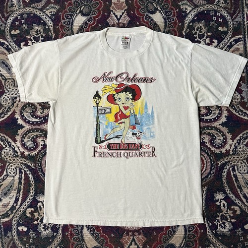 Vintage Betty Boop New Orleans French Quarter T-Shirt Large White Cartoon