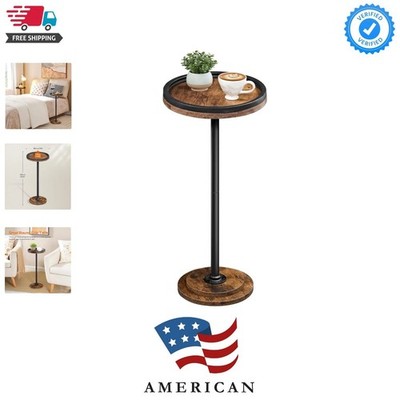 Small Round Side Table, Drink Table, Coffee Martini Table with Pedestal Accen...