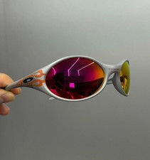 Vintage Oakley Eye Jacket Lightweight Polarized Red ​Lenses Gray Frames