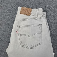 s Vintage Levi's 501 White Jeans Made in USA 33x30 Straight Leg Denim Gray Tint