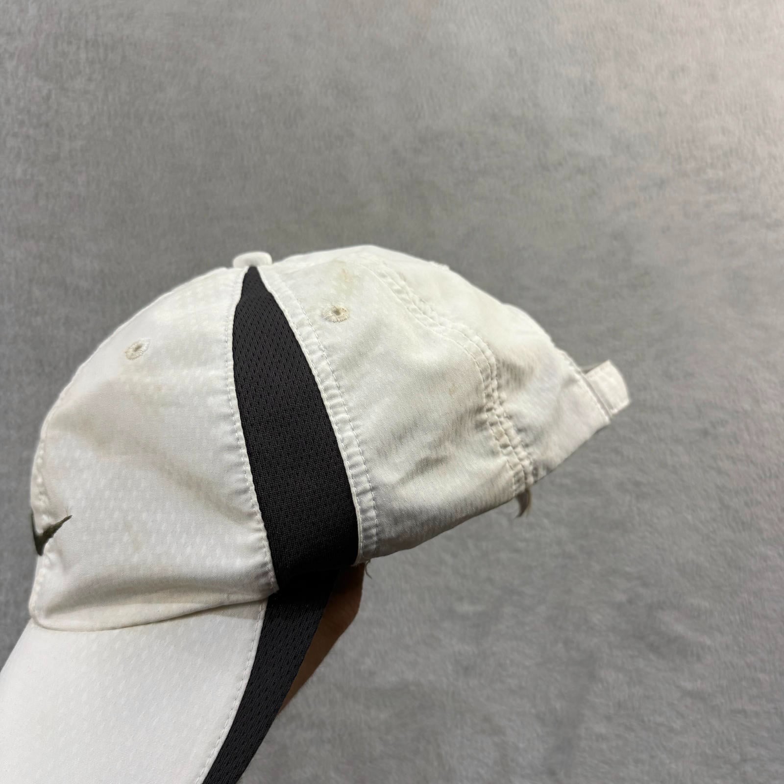 VTG Nike Golf 2000's Y2K White Black Stripe Unstructured Adjustable Baseball Cap image 7