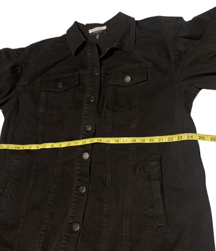 Eloquii Denim Jacket Utility Dress Women 20 Black Button Up Puff Sleeve Pockets - Picture 9 of 19