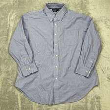 Lauren Ralph Lauren Dress Shirt Mens 17.5 Blue Check Classic Fit Button Down