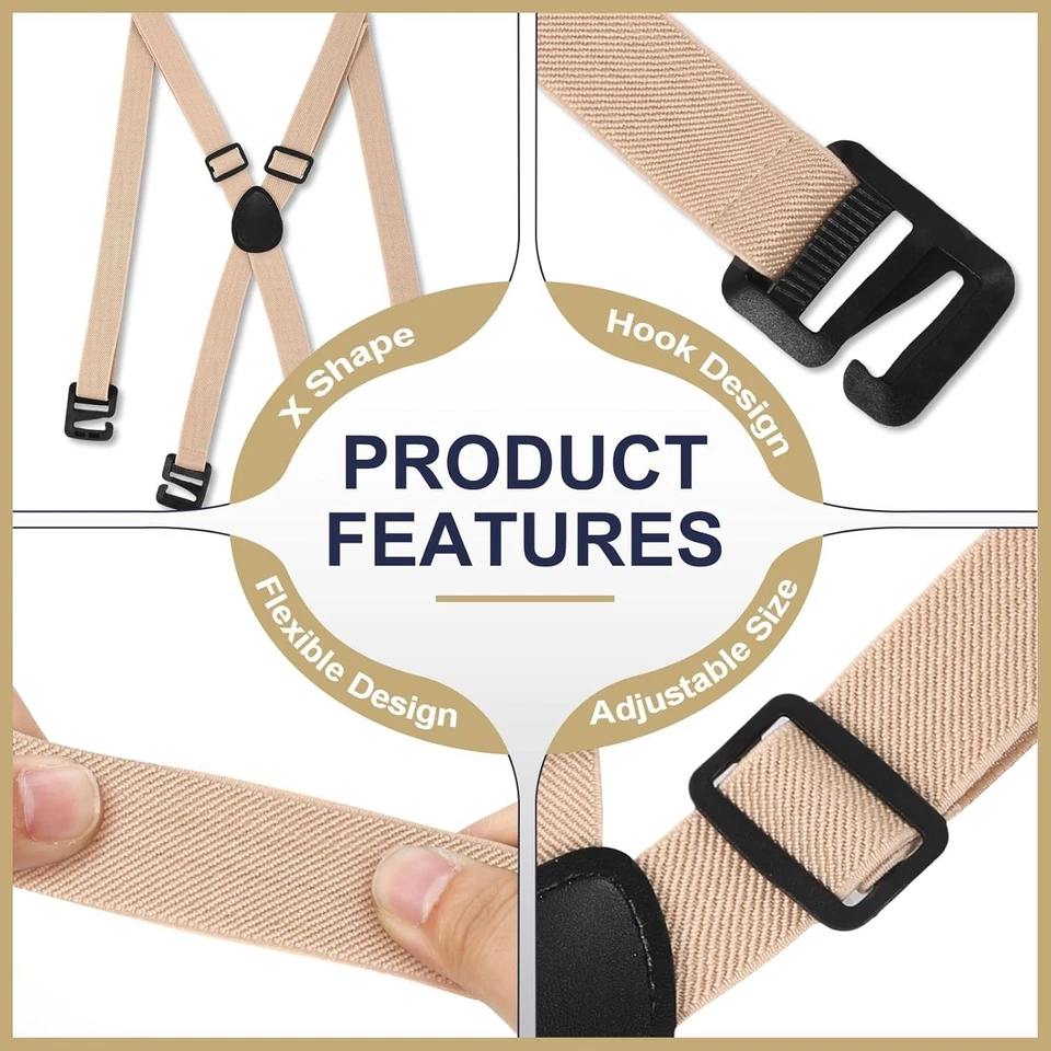 Pack de 4 tirantes ocultos ajustables debajo de la camisa para hombre ropa Foto 4 de 4