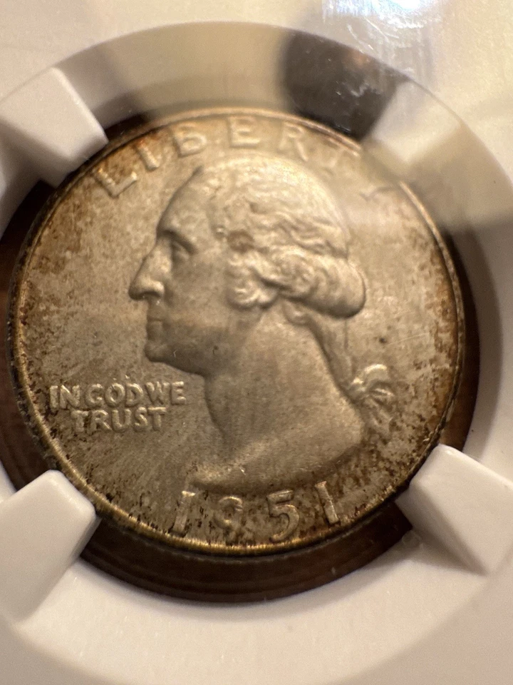 1951-D DDO Washington Quarter. MS65. VP-002. Double die obverse. Rare variety!   - Image 3 of 4