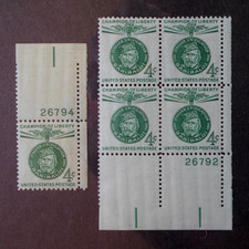 1960 Giuseppe Garibaldi - Cat # 1168 Plate Block and Single 4c Stamps MNH OG