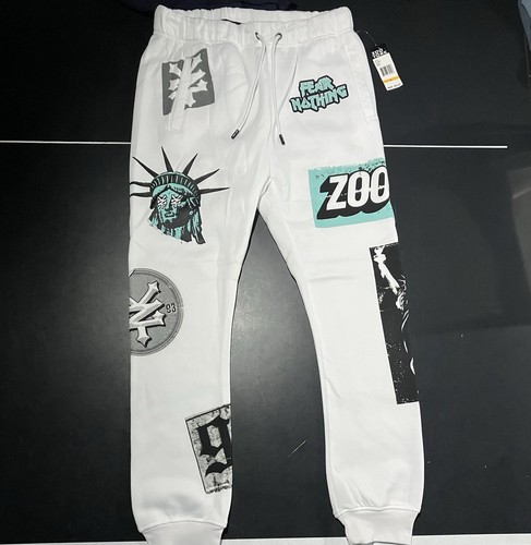 Zoo York Men’s size Small White Jogger Sweat Pants Graphic NWT MSRP $56.50