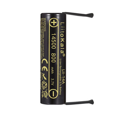 Li-Ionen Akku 14500 3,7V 800mAh mit U-Lötfahne (50x 14mm)