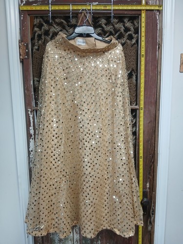 Pre-owned The Saree Room Gold Sequin Maxi Skirt Embellished Traditional Unique