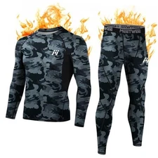Thermal Underwear for Men, Winter Base Layer Set Tops & Long Johns Large Camo