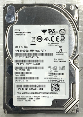 Seagate HP 1TB 7.2K RPM 12Gb/s SAS 2.5'' HDD | ST1000NX0453, 832511-001