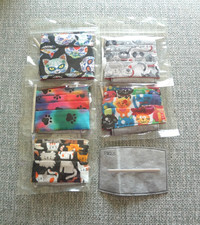 FACE MASKS WITH FILTER - HANDMADE - SET OF 5 -SEALED