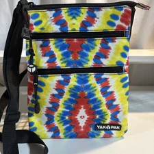 Yak Pak Triple Zip Tie Dye Crossbody Yellow Red Blue