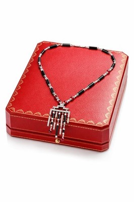 Cartier Le Baiser Du Dragon Halskette, Weißgold, Diamant, Rubin und Onyx