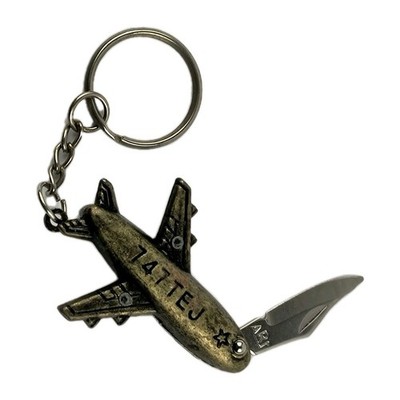 Rare Vintage Spelling Error 747 Jet Knife Keychain Jet Spelled Backwards 747TEJ