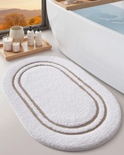 Oval Bath Mats Bathroom 17x30 Absorbent Bath Mat Washable Microfiber Bathroom