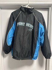 Vintage Reebok fleece lined NFL Carolina Panthers Zip Up Jacket Black Blue XL