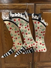 Set Of Three Quirky Felt Stockings With Cherries For Christmas Or Everyday Decor