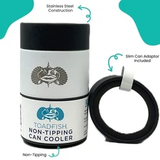 Toadfish Non-Tipping Can Cooler for 12oz Cans - White, Slim Can Adaptor, CR