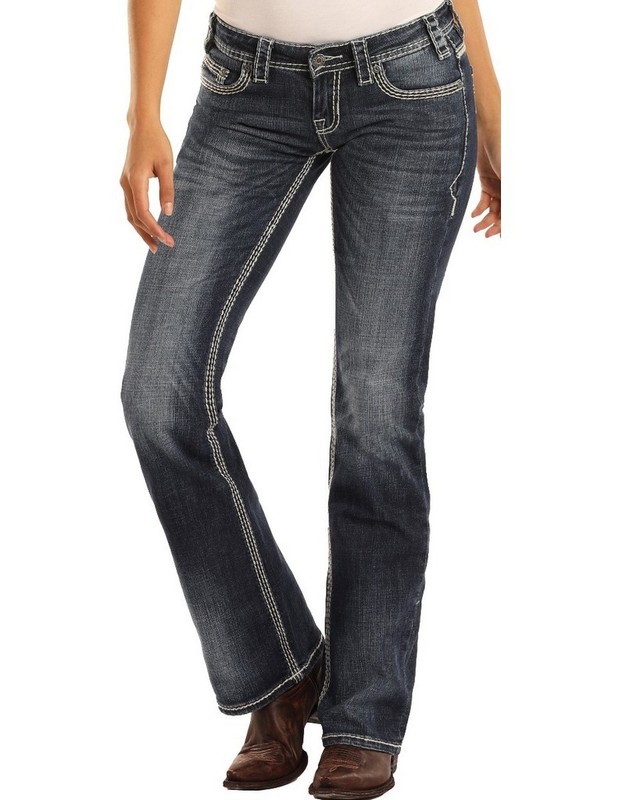 Rock & Roll Denim Jeans Womens Bootcut 24 X 36 Dark Vintage W7_9516 CLEARANCE