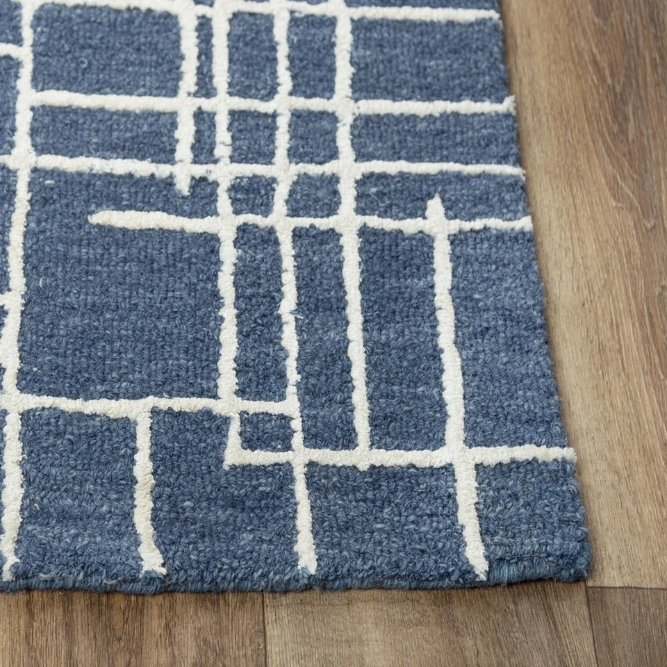 Rizzy Rugs Jazz Area Rug JZZ972 Wool Geometric Blue Blocked Stripes Rectangle - Image 2 of 4