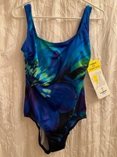 Longitude Womens Swimsuit One Piece Size 10 Floral Multicolor