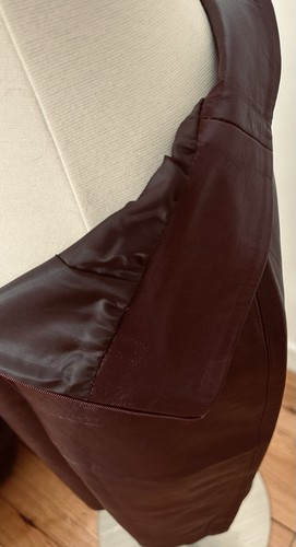 NEW WT SIMONETTA TRAVERSI BURGANDY VERA PELLE PENCIL SKIRT S42 - Picture 9 of 13