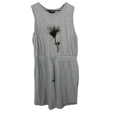 Simply Vera Vera Wang Floral Sleeveless Drawstring Short Tank Dress Heather Gray