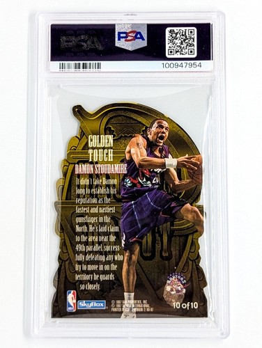 1996-97 Skybox Premium Golden Touch #10 Damon Stoudamire PSA 9 Raptors POP 4 - Picture 2 of 2