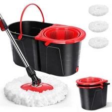 Spin Mop and Bucket with Wringer Set for Home,360° Mop and Bucket with Separa...