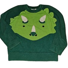 Cat  Jack Green Triceratops Dinosaur Sweater Kids 4T Knit Pullover Crew Neck