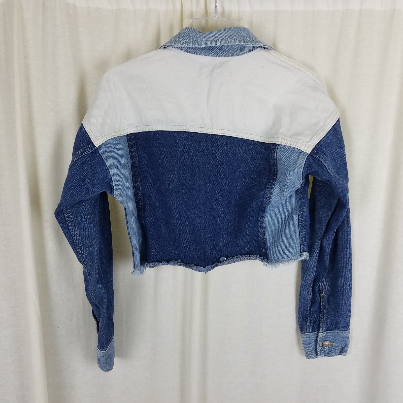 PacSun Cropped Raw Edge Patchwork White Denim Blu… - image 4